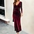 preiswerte Partykleider entwerfen-Damen Cocktailpartykleid Hochzeitsgastkleid Samtkleid Grün Langes Kleid Maxikleid Grün Lila Wein Schwarz Langarm Reine Farbe Winter Herbst V-Ausschnitt Elegant Sexy Reifes Herbstkleid Winterkleid