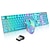 billige mus tastatur combo-trådløst gaming tastatur og mus combo med regnbue led baggrundsbelyst genopladeligt 3800 mah batteri mekanisk følelse 7 farver gaming mus, 2400 dpi musemåtte til Windows pc gamere