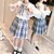 cheap Sets-Kids Girls&#039; Plaid Dress Suits Set Long Sleeve Cute School Cotton 7-13 Years Spring Blue Pink / Summer