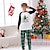 billige Pyjamas-Pyjamas Familie udseende Ternet Bogstaver Hjem Hvid Grøn Langærmet Basale Matchende tøj