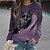 cheap Hoodies &amp; Sweatshirts-Women&#039;s Sweatshirt Pullover Streetwear Purple Cat Street Long Sleeve Round Neck