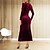 cheap Design Party Dresses-Women‘s Cocktail Party Dress Wedding Guest Dress Velvet Dress Green Long Dress Maxi Dress Green Purple Wine Black Long Sleeve Pure Color Winter Fall V Neck Elegant Sexy Mature Fall Dress Winter Dress