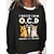 cheap Hoodies &amp; Sweatshirts-Women&#039;s Sweatshirt Pullover Basic Black Blue Khaki Cat Street Long Sleeve Round Neck