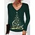 Χαμηλού Κόστους Γυναικεία T-Shirts-Γυναικεία Μπλουζάκι Χριστουγεννιάτικο δέντρο Μαύρο Κρασί Θαλασσί Στάμπα Μακρυμάνικο Χριστούγεννα Σαββατοκύριακο Βασικό Λαιμόκοψη V Κανονικό Φθινόπωρο &amp; Χειμώνας