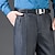 abordables Pantalons habillés-Homme pantalon de costume Pantalon Pantalon plissé Poche Pli Jambe droite Plein Respirable Doux Mariage Bureau Entreprise Chic et moderne Casual Azur Noir + Gris Taille haute Micro-élastique