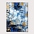 Недорогие Абстрактные картины-ручная роспись маслом холст настенное искусство декоративная абстрактная живопись ножом пейзаж синий для домашнего декора свернутая бескаркасная нерастянутая живопись