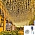 abordables Tiras de Luces LED-Carámbano luces de cadena luces de navidad decoraciones al aire libre 3x0.8m solar led garland cortina luz exterior interior 8 modos con control remoto para fiesta boda