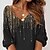 cheap Casual Dresses-Women&#039;s Sweatshirt Dress Winter Dress Shift Dress Mini Dress Gold Color Gradient 3/4 Length Sleeve Summer Spring Print Vacation V Neck Loose Fit 2023 S M L XL XXL 3XL