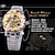 baratos Relógio Automático-WINNER relógio mecânico para Masculino Analógico Mecânico - de dar corda manualmente Metálico Buraco Luxo Clássico Gravação Oca Mostrador Grande Liga Aço Inoxidável Moda Máquina Luxuoso