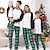 cheap Pajamas-Pajamas Family Plaid Letter Home White Green Long Sleeve Basic Matching Outfits