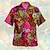 tanie męskie koszule hawajskie z klapami-Męskie Koszula Koszula hawajska Koszula z grafiką Koszula Aloha Kwiaty Ananas Żaba Wieczorne Zielona oliwka Czerwony zielony Rumiany róż Czerwony Niebieski Druk 3D Na zewnątrz Ulica Krótki rękaw