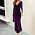 preiswerte Partykleider entwerfen-Damen Cocktailpartykleid Hochzeitsgastkleid Samtkleid Grün Langes Kleid Maxikleid Grün Lila Wein Schwarz Langarm Reine Farbe Winter Herbst V-Ausschnitt Elegant Sexy Reifes Herbstkleid Winterkleid