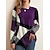 cheap Super Sale-Women&#039;s T shirt Tee Color Block Long Basic Geometic Round Neck Winter Standard Green Blue Purple Red Grey