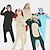cheap Kigurumi Pajamas-Adults&#039; Kigurumi Pajamas Nightwear Shark Rabbit Bunny Snorlax Character Onesie Pajamas Funny Costume Flannel Cosplay For Men and Women Carnival Animal Sleepwear Cartoon