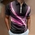 cheap Men&#039;s 3D Zipper Polo-Men&#039;s Polo Shirt Golf Shirt Streamer Turndown Black Pink Blue Purple Green 3D Print Street Daily Short Sleeve Zipper 3D Clothing Apparel Fashion Casual Breathable Comfortable