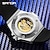 お買い得  機械式腕時計-SANDA 男性 機械式時計 ファッション カジュアルウォッチ ビジネス 腕時計 光る 防水 デコレーション シリカゲル 腕時計