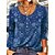 cheap Tees &amp; T Shirts-Women&#039;s T shirt Tee Red Blue Purple Print Geometric Home Casual Long Sleeve U Neck Basic Regular Loose Fit Geometric S