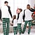 Χαμηλού Κόστους Πυτζάμες-Πυτζάμες Οικογένεια Κοίτα Καρό Γράμμα Σπίτι Λευκό Πράσινο του τριφυλλιού Μακρυμάνικο Βασικό Ταιριάζοντας ρούχα