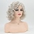 cheap Synthetic Trendy Wigs-Gray Curly Short Wigs for White Women Silver White Mixed Brown Wavy Bob Wig with Bangs Synthetic Hair Replacement Wig Christmas Party Wigs