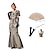 cheap Historical &amp; Vintage Costumes-Vintage Inspired The Great Gatsby Flapper Dress Dress Outfits Party Costume Masquerade Long Length The Great Gatsby Women&#039;s Sequins V Neck Halloween Halloween Party Evening Dress Dress