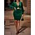 cheap Party Dresses-Women&#039;s Bodycon Midi Dress Wine Dark Green Brown Pure Color Long Sleeve Winter Fall Ruched Sexy V Neck Slim Party Winter Dress Fall Dress 2023 S M L XL