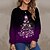cheap Hoodies &amp; Sweatshirts-Women&#039;s Sweatshirt Pullover Streetwear Green Blue Purple Graphic Christmas Long Sleeve Round Neck S M L XL 2XL 3XL