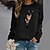 cheap Super Sale-Women&#039;s Sweatshirt Pullover Basic Green Black Blue Cat Street Long Sleeve Round Neck S M L XL 2XL 3XL