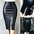 cheap Midi Skirts-Women&#039;s Black Solid / Plain Color Daily Basic PU S