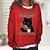 abordables Sudaderas de mujer-Mujer Camisa Negro Rosa Vino Gato Estampado Manga Larga Casual Deportes Básico Escote Redondo Regular Gato 3D S