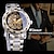 cheap Mechanical Watches-Men Mechanical Watch Transparent Hollow Skeleton Wristwatch for Men Fashion Diamond Luminous Stainless Steel Watch Male Clock