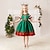levne Šaty-dětské dívčí šaty kostkovaný santa claus krátký rukáv aktivní móda bavlněné společenské šaty ke kolenům šaty léto jaro 3-7 let bílá světle zelená růžová