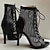 abordables Bottines de danse-Femme Bottes de Danse Chaussures de Tango Professionnel Bottes sexy Mode Bottes Lacet Maille Adulte Noir Beige