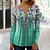 cheap Blouses &amp; Shirts-Women&#039;s Shirt Blouse Blue Purple Green Button Print Floral Holiday Weekend 3/4 Length Sleeve Round Neck Streetwear Casual Regular Floral S