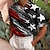 Недорогие мужские рубашки поло с кубинским воротником-Муж. Футболка-поло Рубашка для гольфа Флаги Отложной Красный Синий Зеленый Темно-серый 3D печать Повседневные Спорт С короткими рукавами С принтом Кнопка вниз Одежда