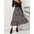 cheap Skirts-Women&#039;s Skirt Work Skirts Chiffon Midi Brown Grey Skirts Ruffle Print Daily Weekend Fashion S M L