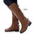 cheap Women&#039;s Boots-Women&#039;s Boots Biker boots Lace Up Boots Riding Boots Party Outdoor Solid Color Knee High Boots Chunky Heel Fashion Classic Casual PU dark brown claret Black