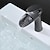 cheap Classical-Waterfall Bathroom Sink Mixer Faucet, Mono Wash Basin Single Handle Basin Taps with Hot and Cold Hose Monobloc Vessel Water Brass Tap Deck Mounted