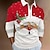 baratos Polo com zíper 3D-Homens Camiseta Polo Camisa de golfe Papai Noel Aberto para a Lateral Vinho Branco + vermelho Vermelho+Verde Exército+Branco Preto Branco Impressão 3D Rua Casual Manga Longa Zíper Imprimir Roupa Moda