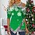 cheap Tops-Women&#039;s Shirt Silver Green Black Christmas Tree Snowflake Cut Out Asymmetric Long Sleeve Christmas Weekend Streetwear Casual Round Neck Regular S