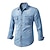 cheap Men&#039;s Denim Shirts-Men&#039;s Shirt Denim Shirt Blue Light Blue Long Sleeve Solid Colored Turndown Summer Spring Outdoor Daily Clothing Apparel Button-Down
