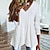 cheap Super Sale-Women&#039;s Shirt Blue Grey White Flowing tunic Plain Casual Long Sleeve V Neck Streetwear Cotton Long S