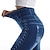 cheap Super Sale-Women&#039;s Tights Pants Trousers Faux Denim Black Blue Fashion High Waist Casual Weekend Full Length Stretchy Plain Tummy Control S M L XL / Skinny