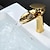 cheap Classical-Waterfall Bathroom Sink Mixer Faucet, Mono Wash Basin Single Handle Basin Taps with Hot and Cold Hose Monobloc Vessel Water Brass Tap Deck Mounted