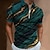 Недорогие Рубашка-поло на молнии-Муж. Футболка-поло Рубашка для гольфа Волны Отложной Темно-зеленый Лиловый Зеленый Темно-серый 3D печать Для улицы Повседневные С короткими рукавами Молния 3D Одежда