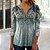 cheap Blouses &amp; Shirts-Women&#039;s Shirt Blouse Red Blue Green Button Print Graphic Holiday Weekend 3/4 Length Sleeve Round Neck Streetwear Casual Regular S