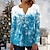 cheap Blouses &amp; Shirts-Women&#039;s Shirt Black Blue Pink Button Print Snowflake Christmas 3/4 Length Sleeve Round Neck Streetwear Regular S