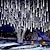 זול חוט נורות לד-מקלחת מטאורים אורות גשם חיצונית נטיפי שלג קרח אור לקישוט חג המולד קישוט לד נופל נופל מחרוזת נורית 8 צינורות 30 ס&quot;מ 192 לדים