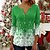 cheap Hoodies &amp; Sweatshirts-Women&#039;s Shirt Green Blue Light Green Button Print Snowflake Christmas Weekend 3/4 Length Sleeve Round Neck Streetwear Casual Regular S