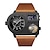 baratos Relógios Quartz-Oulm Masculino Relógios de Quartzo Mostrador Grande Dois Fusos Horários Noctilucente Couro PU Assista