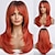 cheap Synthetic Trendy Wigs-Red Wigs for WomenLong Layered Wigs with Bangs Heat Resistant Synthetic Fibre Wigs Halloween Cosplay Party Wigs